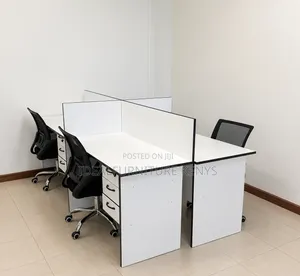 4 Person Workstation Desk With Drawers & Privacy Panels