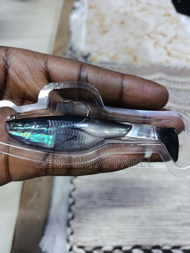 Fishing Rubber Lure With Single Hook Black Grey