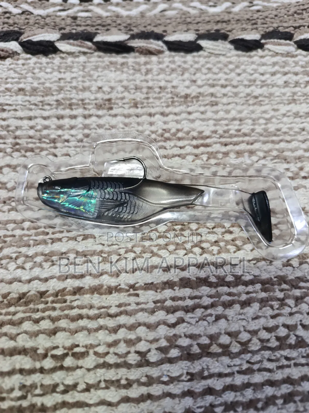 Fishing Rubber Lure With Single Hook Black Grey