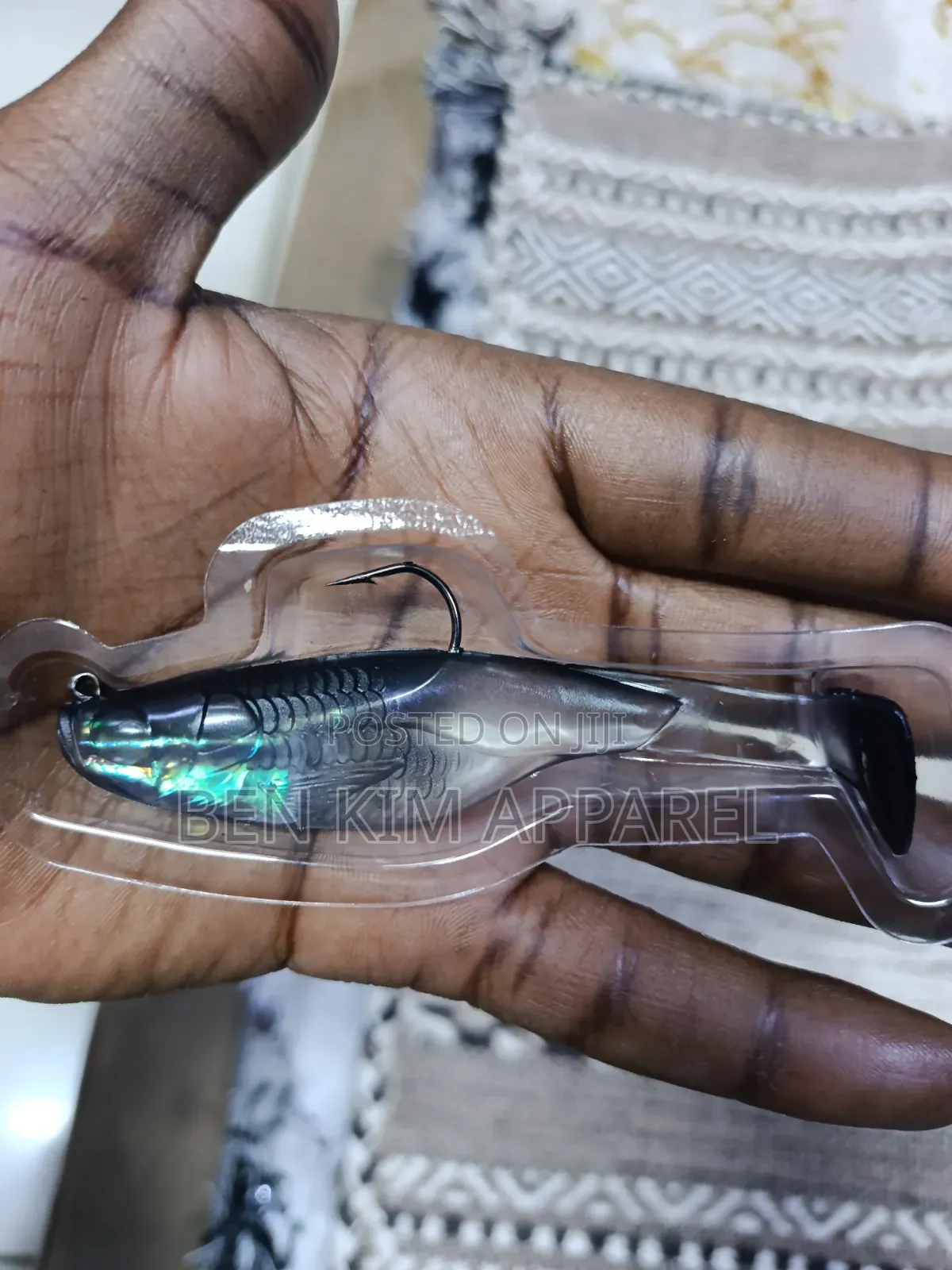 Fishing Rubber Lure With Single Hook Black Grey