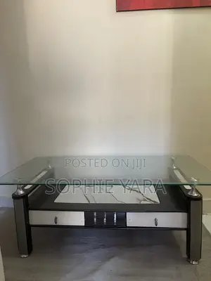 Heavy Glass Top Centre Table With 2 Drawers