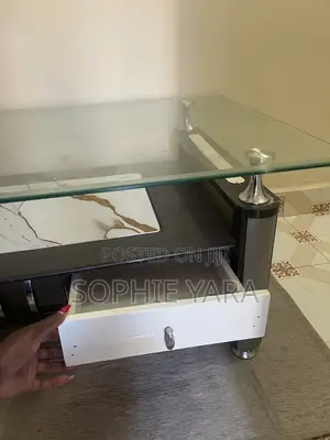 Heavy Glass Top Centre Table With 2 Drawers