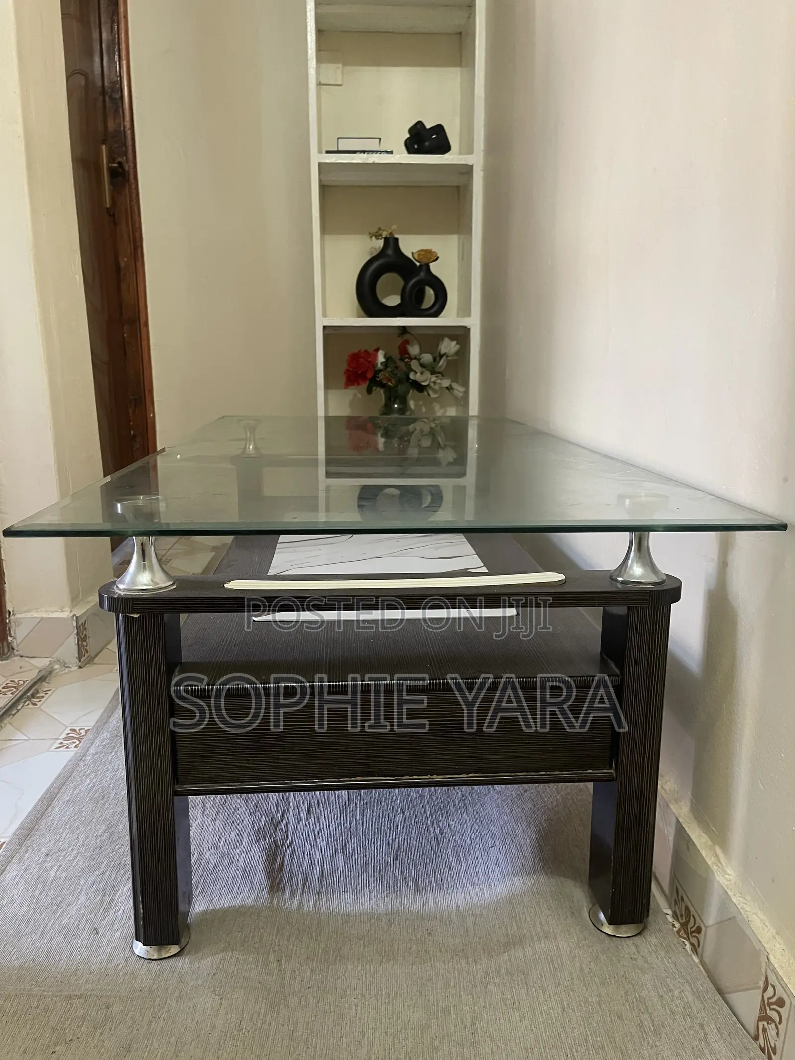 Heavy Glass Top Centre Table With 2 Drawers