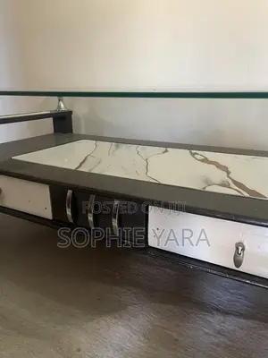 Heavy Glass Top Centre Table With 2 Drawers