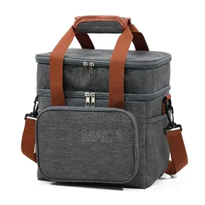 2-Tier Thermal Insulated Lunch Bag With Adjustable Shoulder Strap