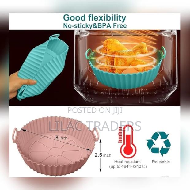 Non-Stick Silicone Air Fryer Liner | 16–22cm | Blue & Red Pa - main view