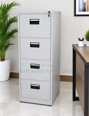 Heavy Steel 4-Drawers Metallic Filing Cabinet - Lockable Office Cabine