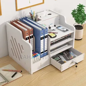Bamboo Desk Organizer | File Shelf + Pen Holder + Drawer