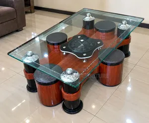 Glass Coffee Table With 6 Stools