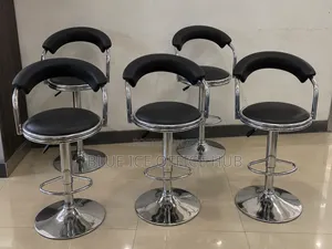 Adjustable Bar Stools | Black Leather Chrome Stools