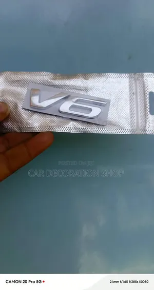 3D Chrome Metal V6 Motor Car Emblem Sticker
