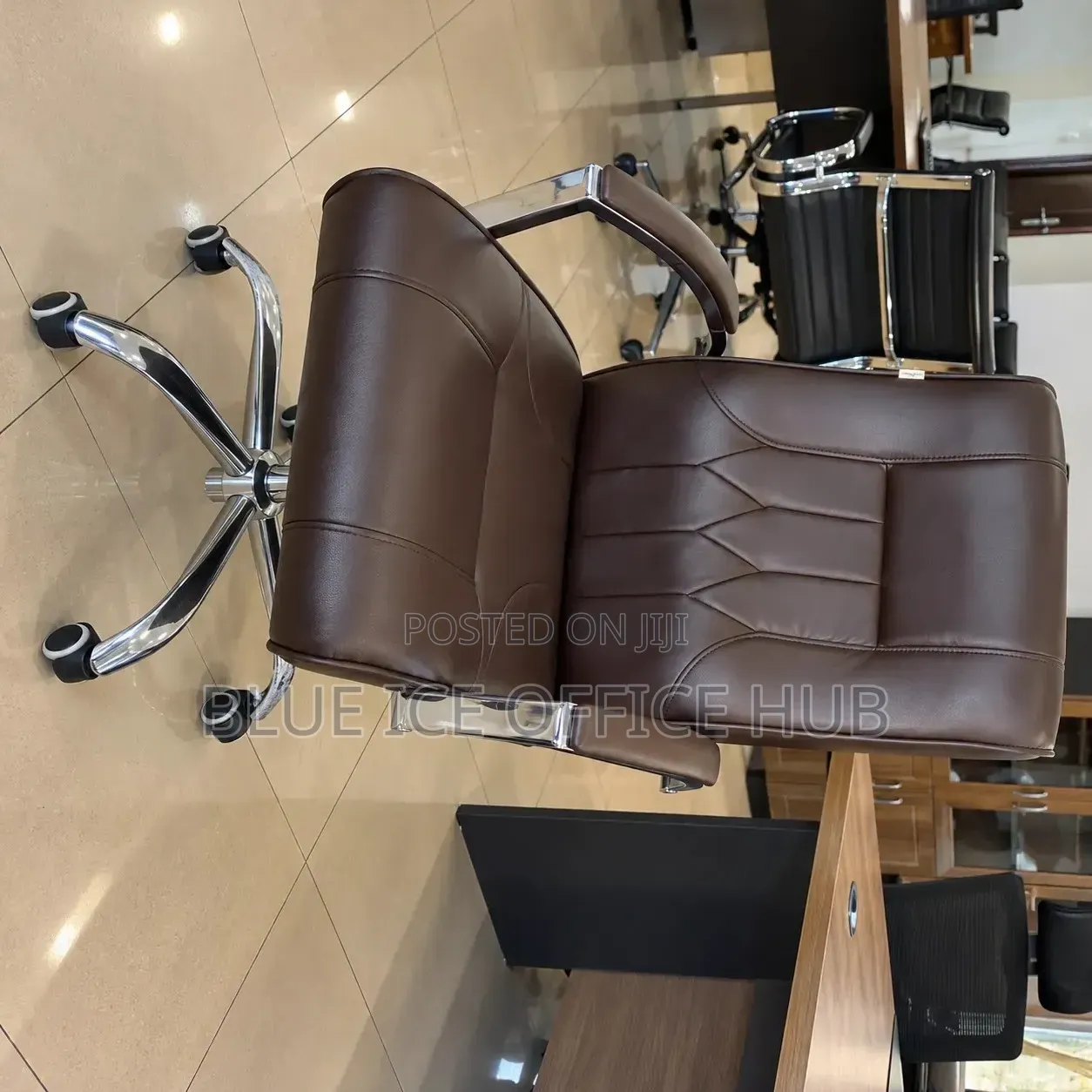 Brown Leather Executive Office Chair – High Back