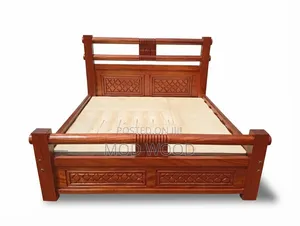 Handcrafted Solid Wood Bed Frame With Carved Panels