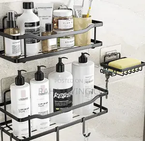 3pc Rectangular Shower Caddy Set | Wall Organizer | No Drilling