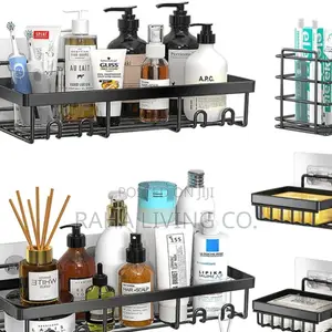 5pc Rectangular Shower Caddy Set | Wall Organizer | No Drilling