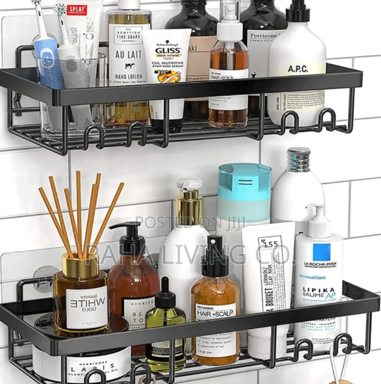 5pc Rectangular Shower Caddy Set | Wall Organizer | No Drilling
