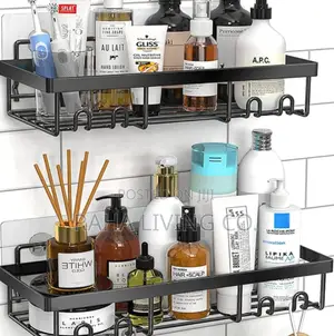 5pc Rectangular Shower Caddy Set | Wall Organizer | No Drilling