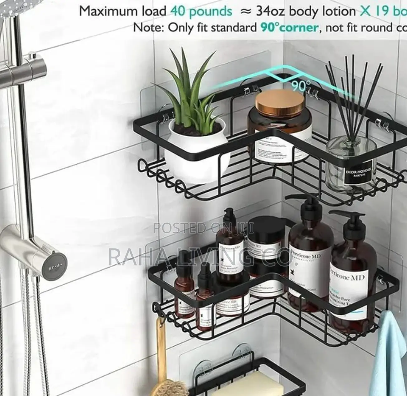 3pc Corner Shower Caddy Set | Wall Organizer | No Drilling