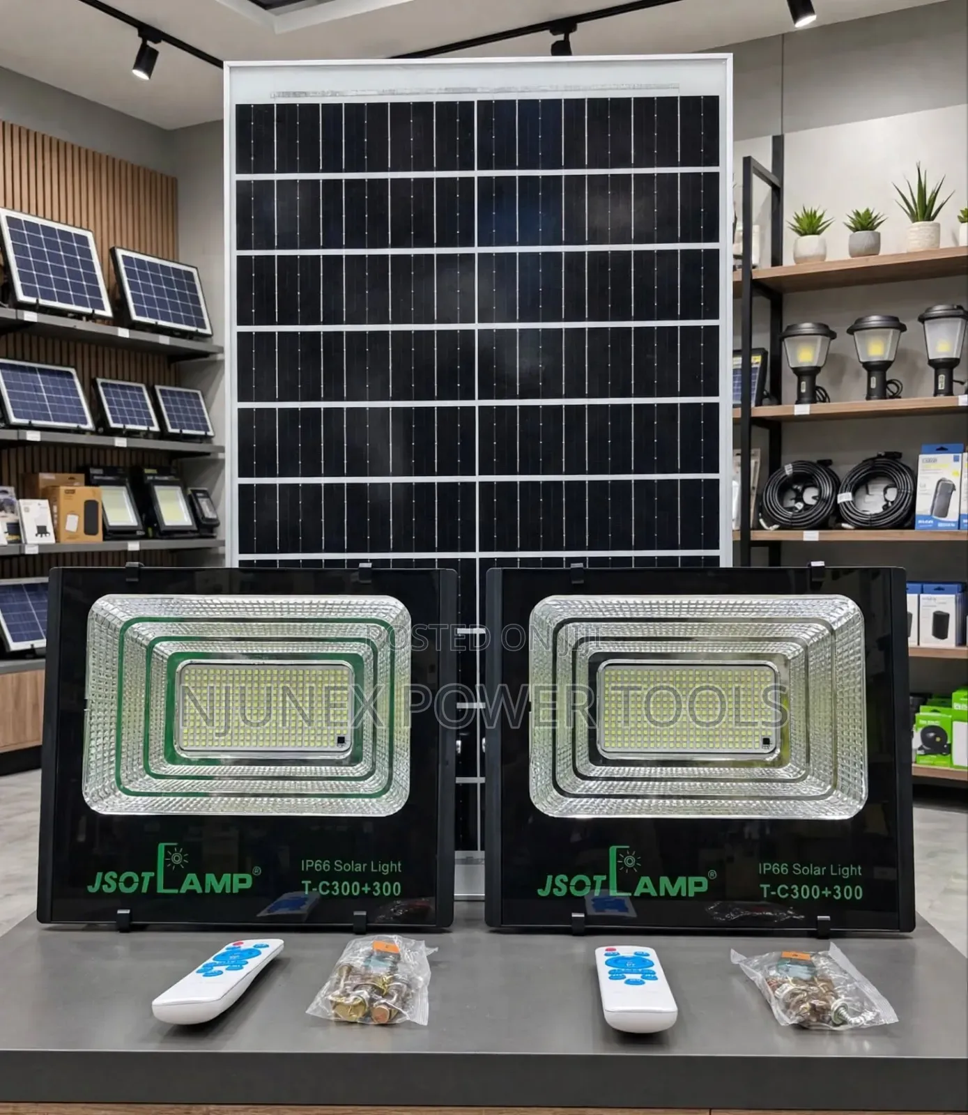 JSOT Super Solar 2-in-1 300+300W Solar Floodlight System