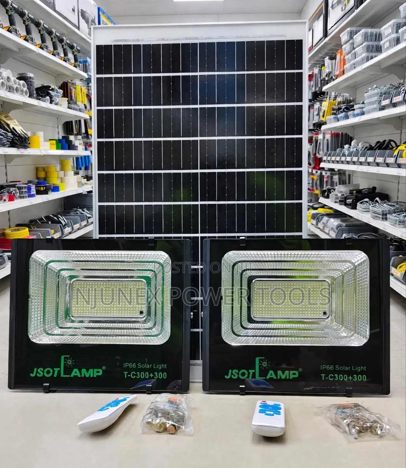 JSOT Super Solar 2-in-1 300+300W Solar Floodlight System