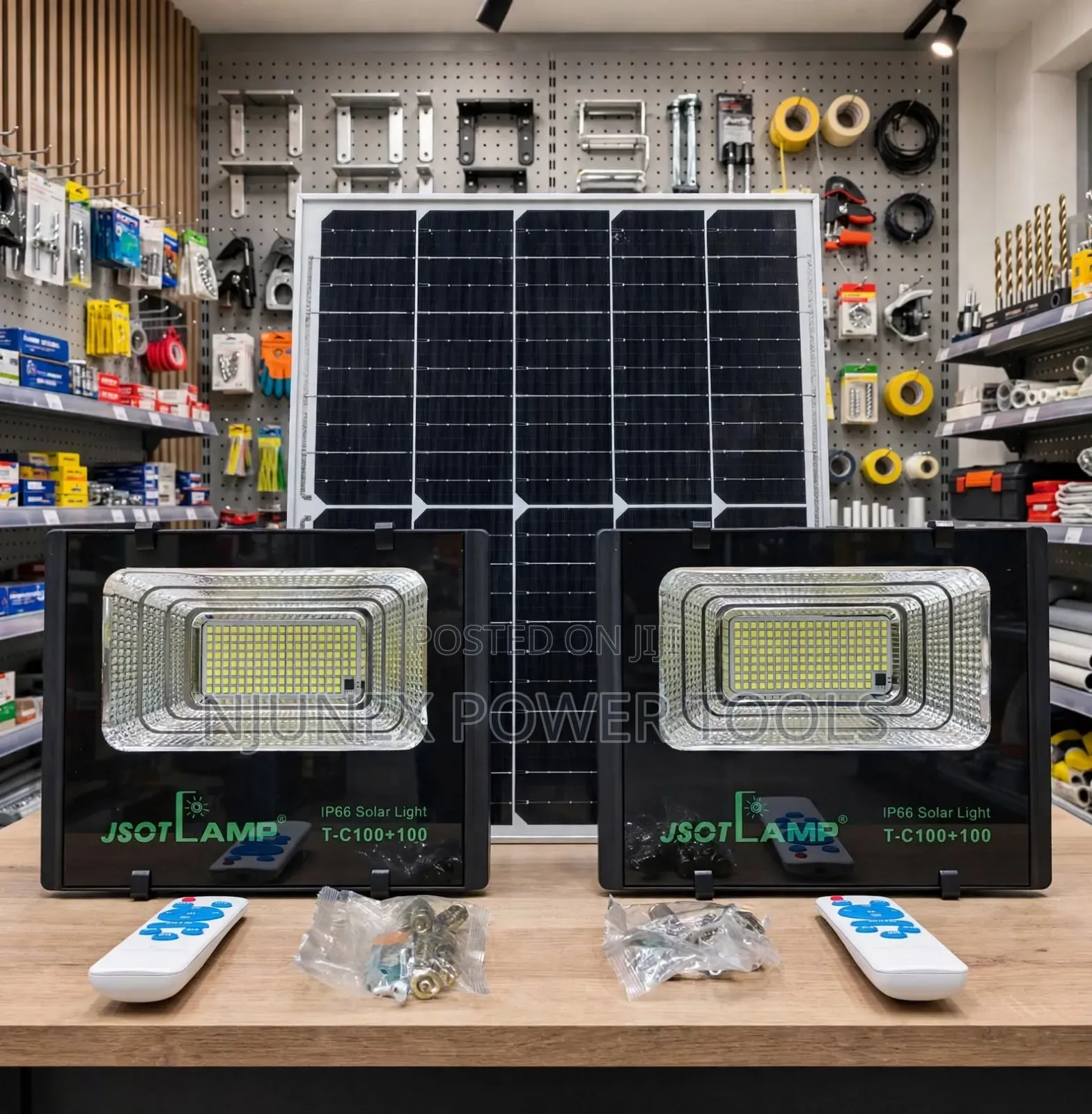 JSOT Lamp 2-in-1 Solar LED Floodlight Set (Model T-C100+100)