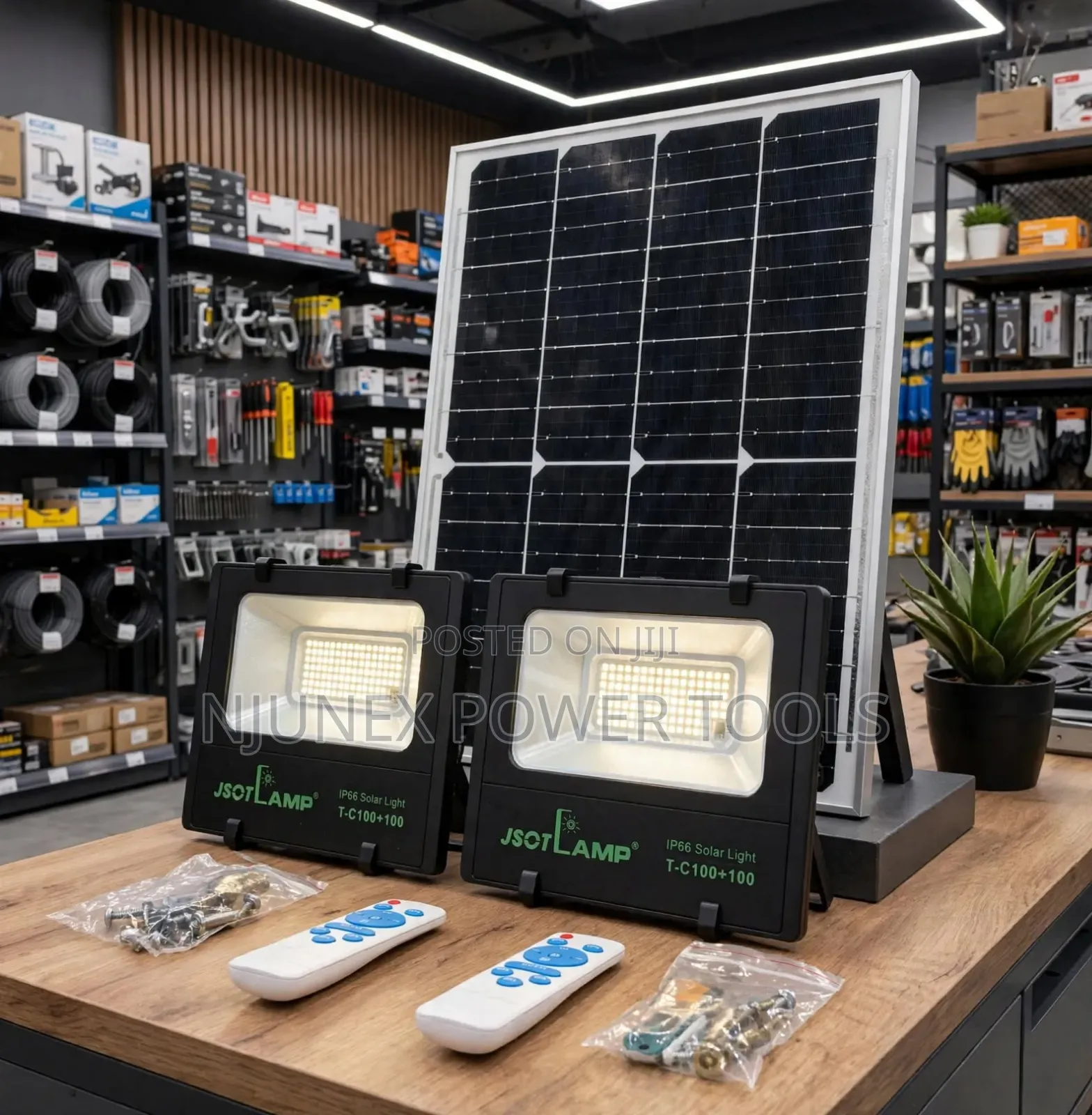 JSOT Lamp 2-in-1 Solar LED Floodlight Set (Model T-C100+100)