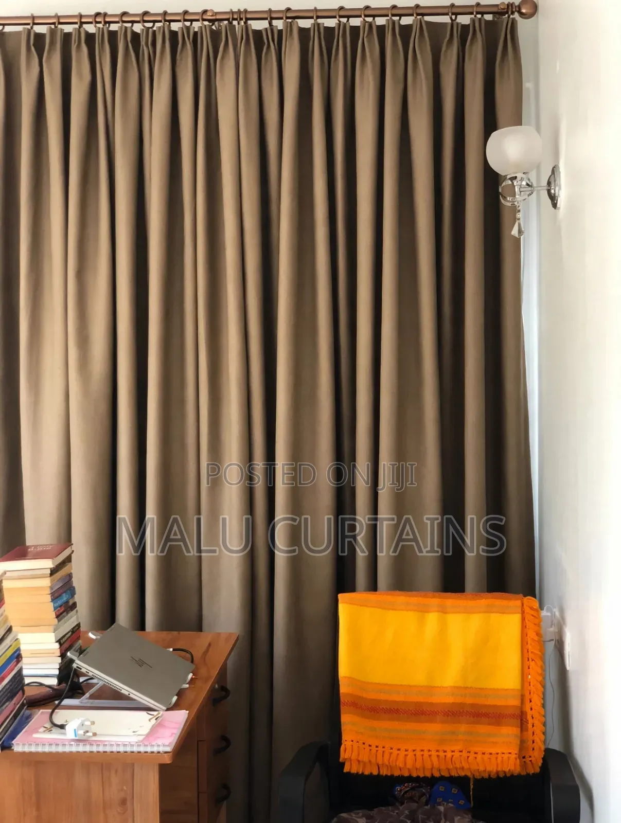Brown Plain Heavy Blackout Curtain