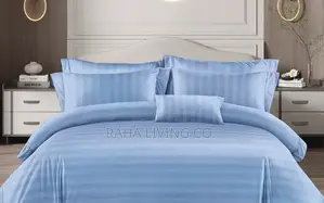 Hotel Quality Plain Striped Duvet Set | 6x6 6x7 | 6pc Cotton