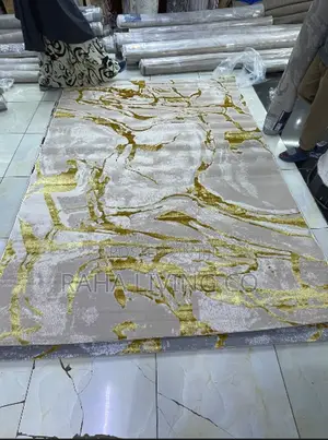 Pure Turkish Crackle Carpet | 8x11 | Gold Marble Design