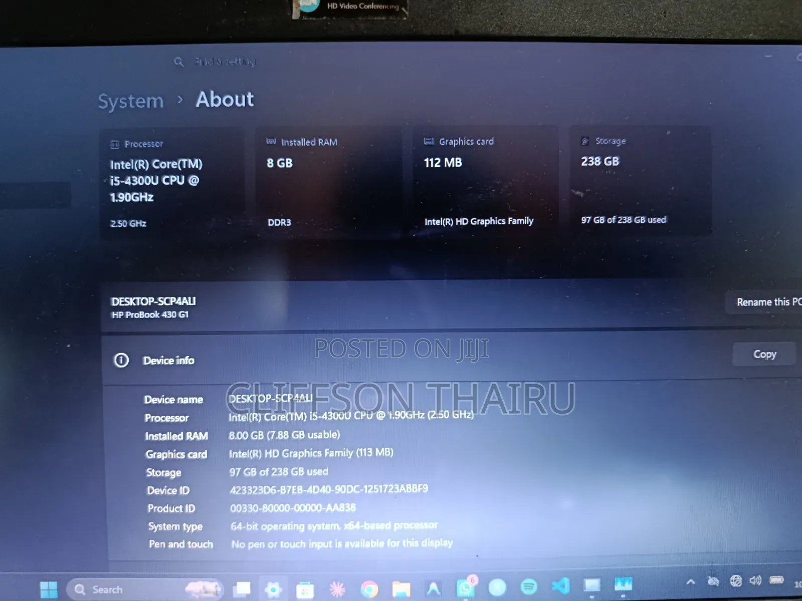 Laptop HP ProBook 430 G1 8GB Intel Core i5 SSD 256GB