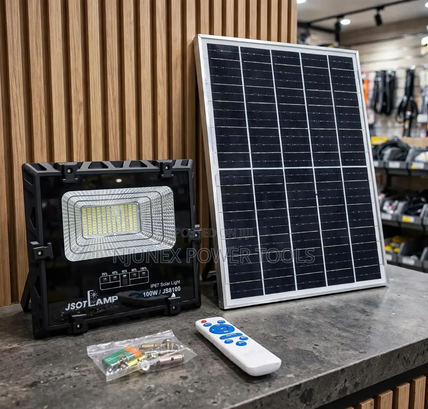 JSOT 100W Solar Floodlight (Model JS8100) Kit,