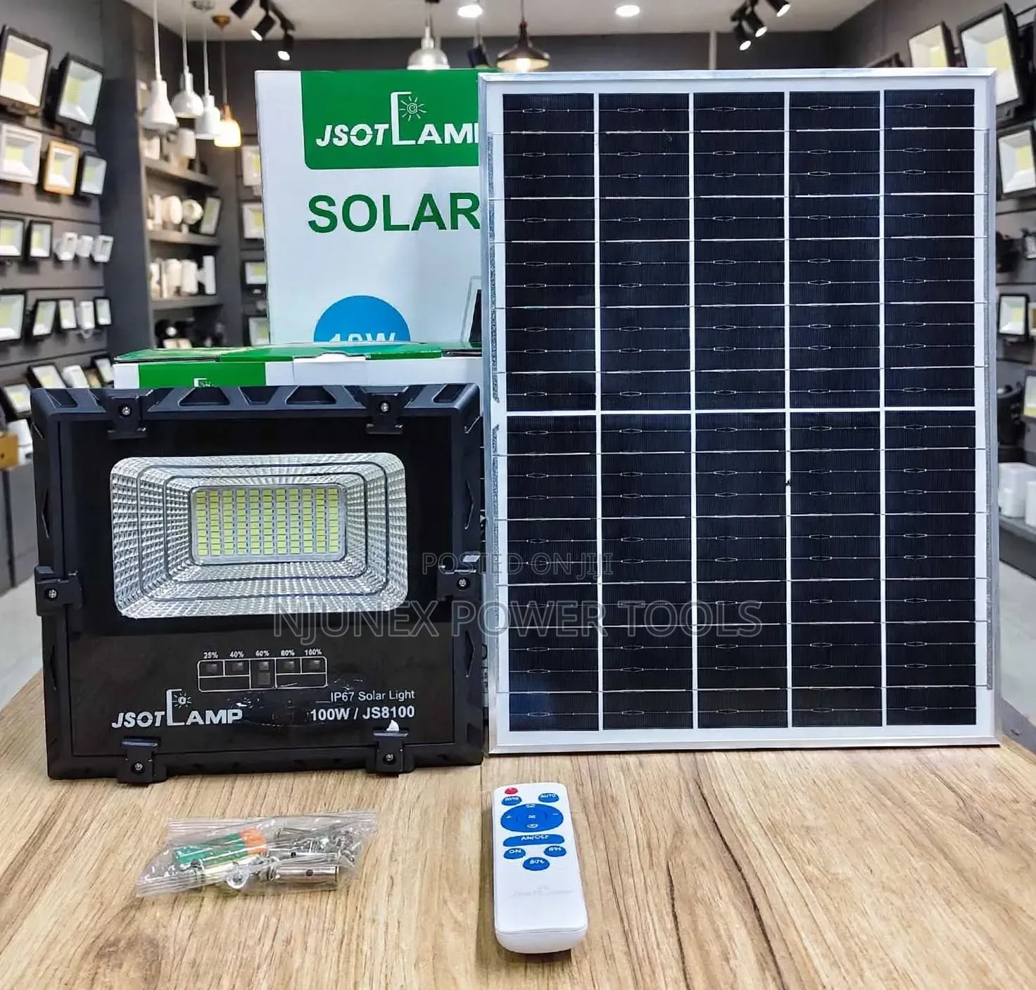 JSOT 100W Solar Floodlight (Model JS8100) Kit,