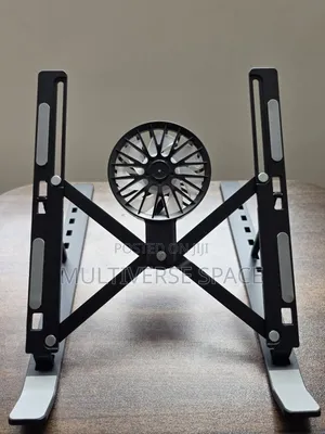 Portable Metalic Fan Cooling Laptop Stand Adjustable Height Holder