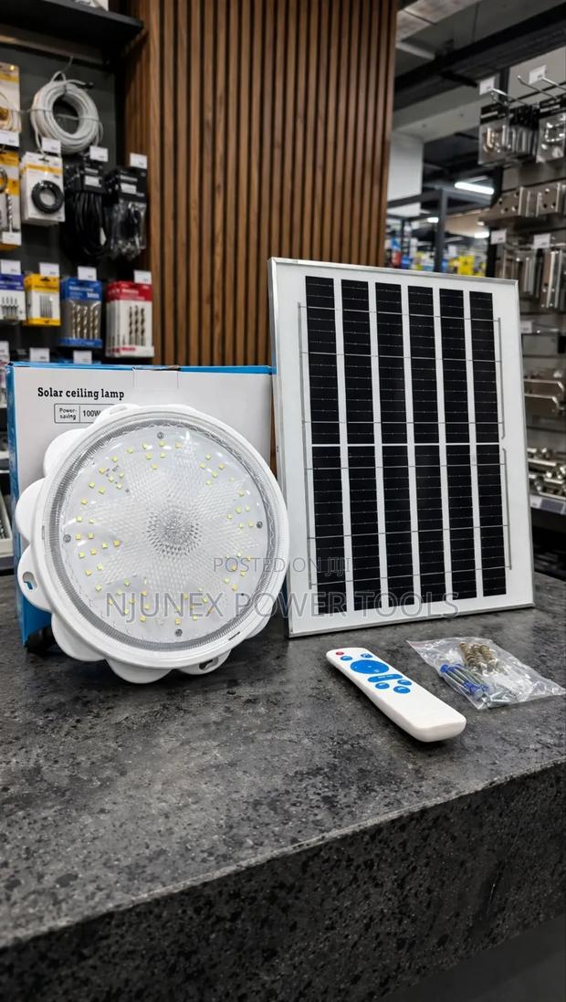 100W Solar Ceiling Lamp Kit That Includes a Round LED Light - thumbnail 2