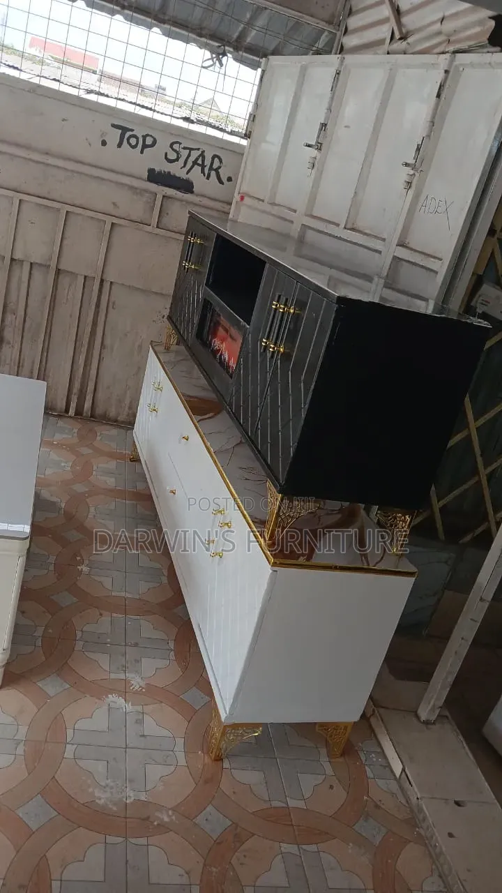 Black TV Stand With Fire Place