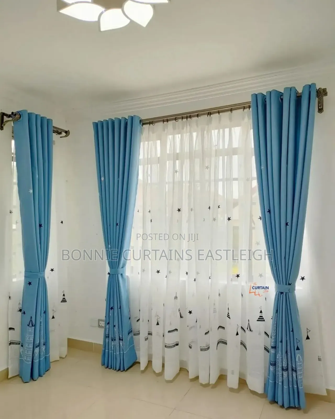 Blue and Yellow Classic Curtains for Schools