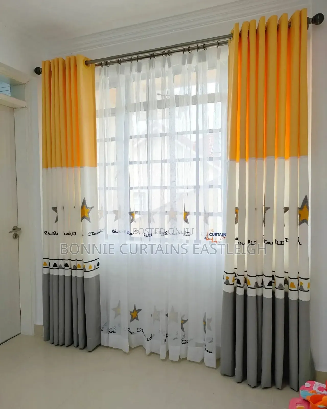 Blue and Yellow Classic Curtains for Schools