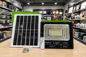 JSOT 100W Solar Floodlight Kit, IP67 Waterproof LED Floodligh