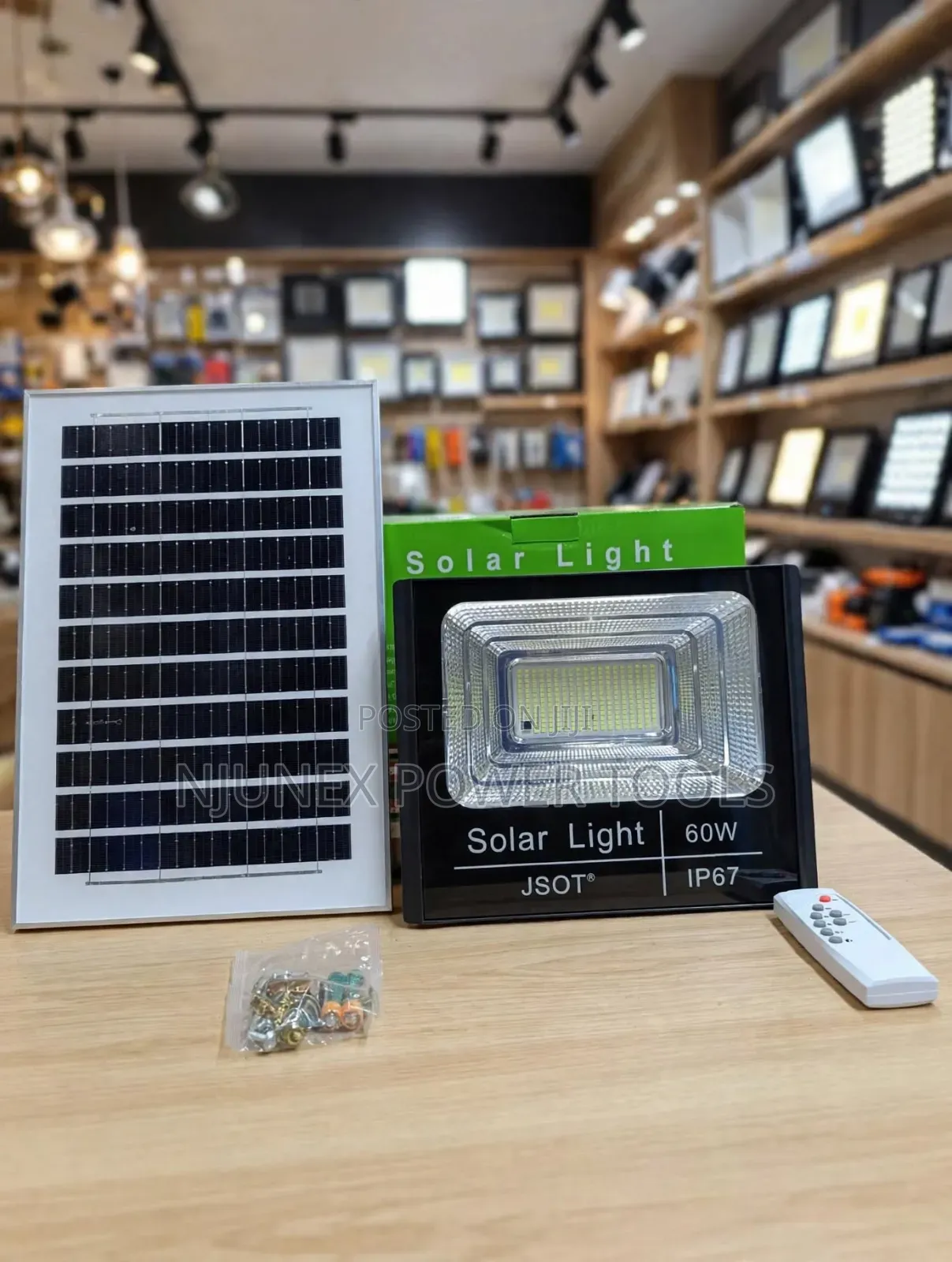 JSOT LH 60W Solar Floodlight Set, IP67 Waterproof LED Flood Lamp