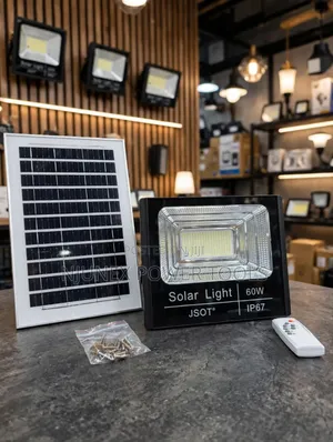 JSOT LH 60W Solar Floodlight Set, IP67 Waterproof LED Flood Lamp