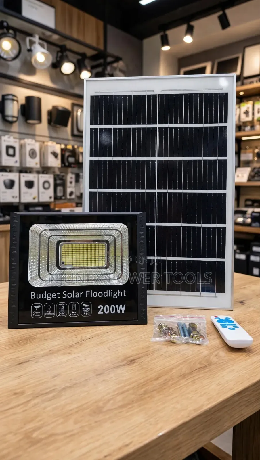 200W Budget Solar Flood Light Set Complete