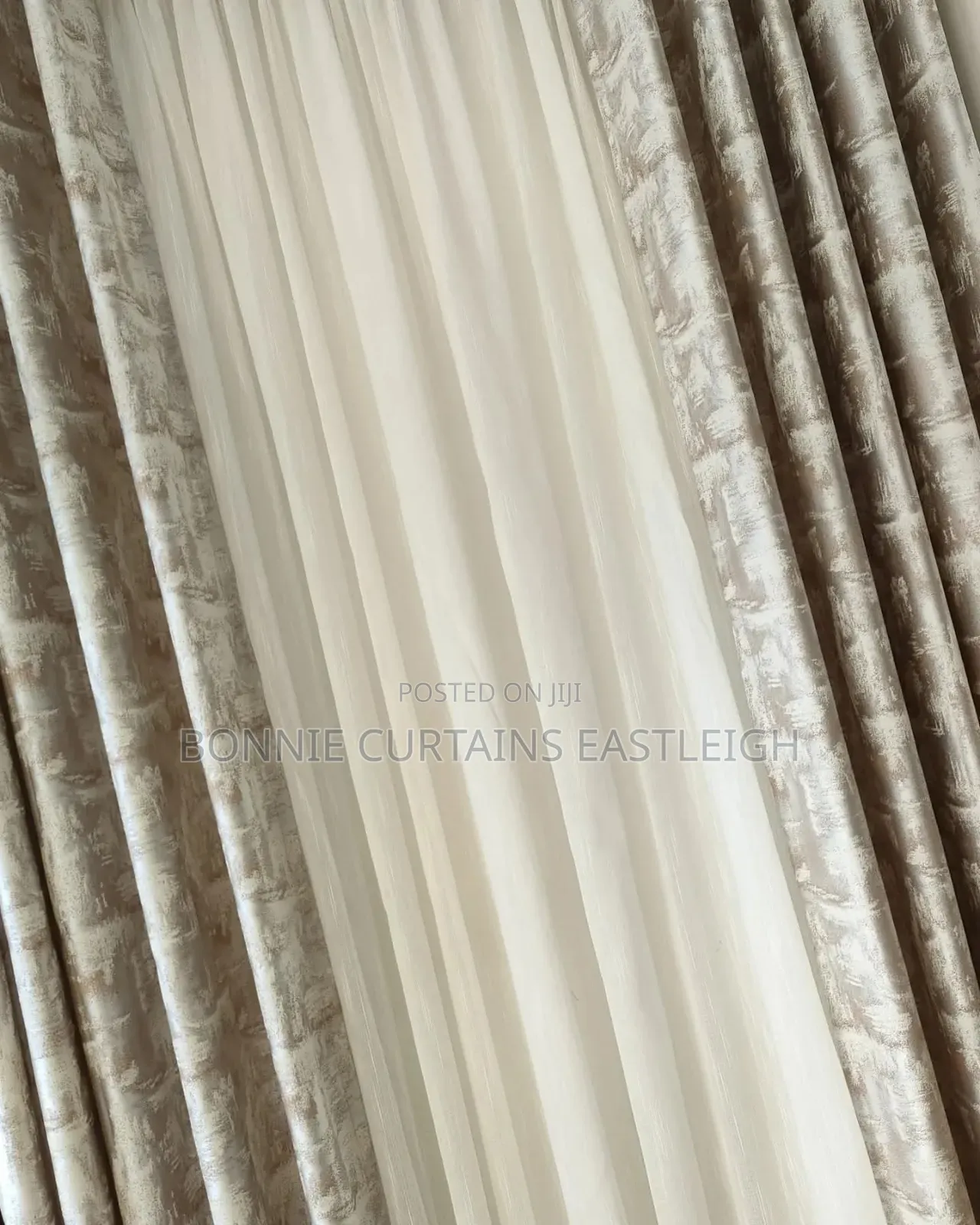 Blue and Blige Curtains With Hooks
