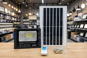 60W Budget Solar Floodlight Kit Includes an LED Floodlight Unit,