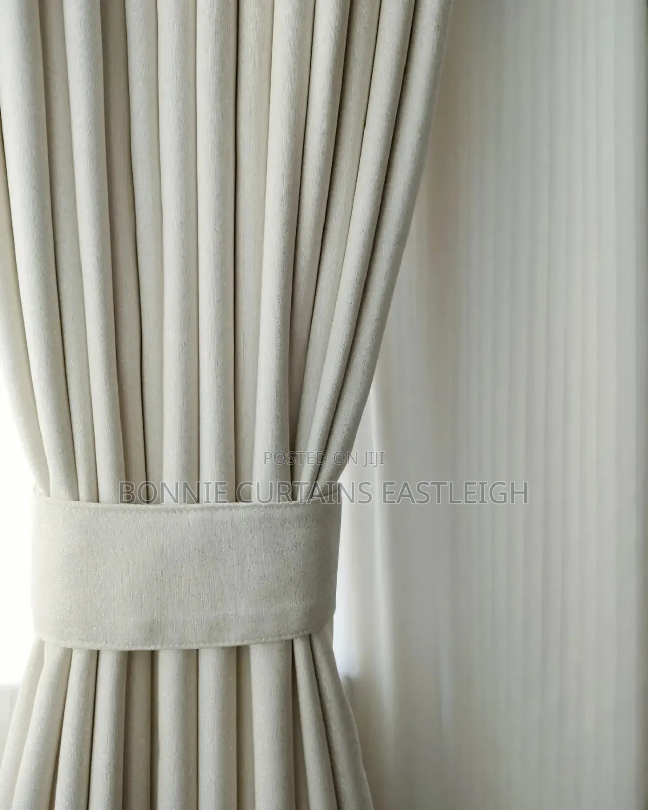 Light Blige Curtains and Off White With Hooks