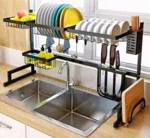 Over Sink Dish Drainer Rack | Stainless Steel | Knife Holder