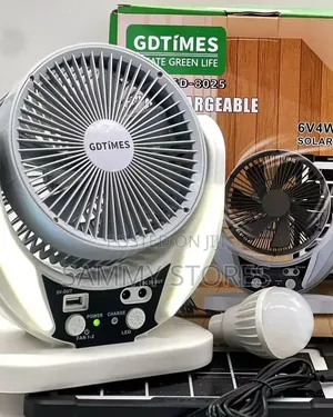 Rechargeable Solar Fan Solar Panel Light, USB Charging Power Bank