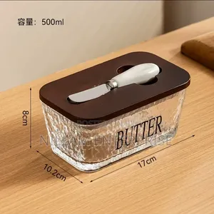 Glass Butter Dish With Bamboo Lid and Spread Knife 500ml