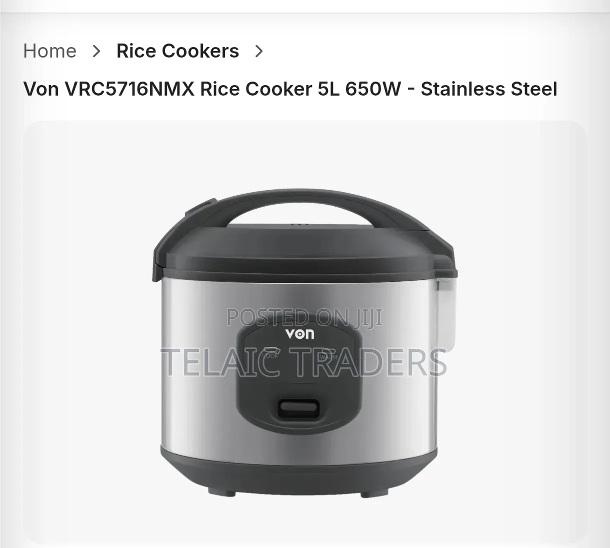 5 Litres Von Electric Rice Cooker