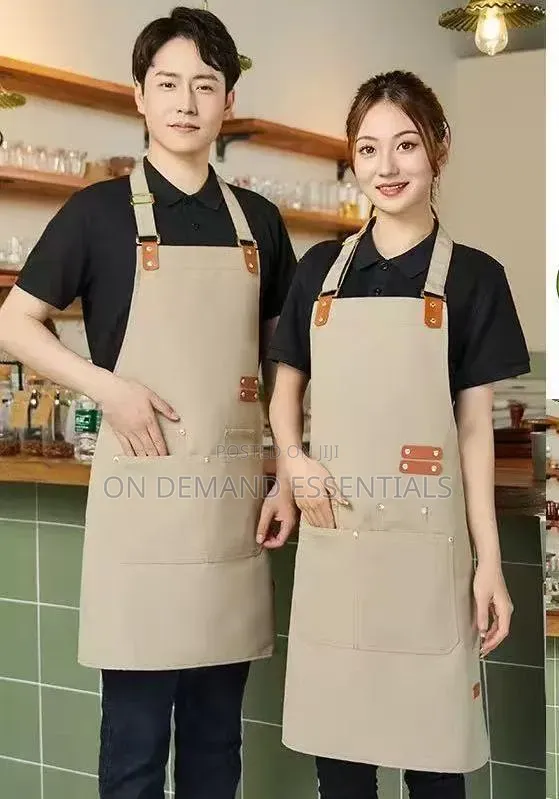 Chef Apron With Pockets and Leather Straps