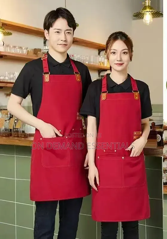 Chef Apron With Pockets and Leather Straps